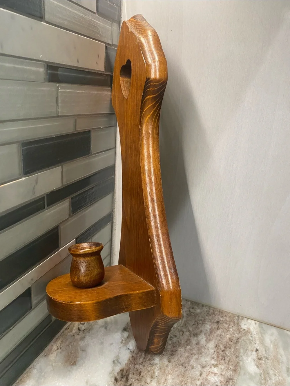Vtg Homco Wood Heart Wall Sconce Candle Holder 15